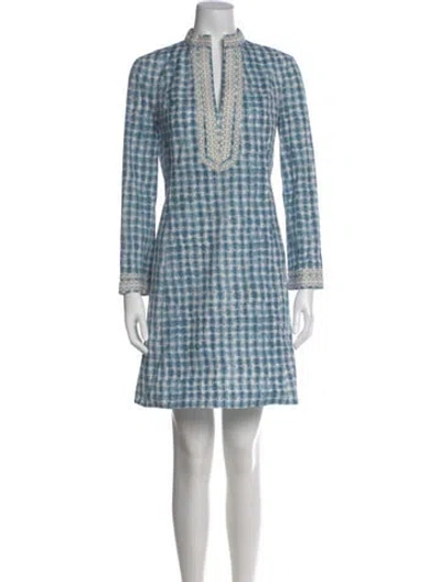 Pre-owned Tory Burch Tie-dye Print Mini Dress In Blue