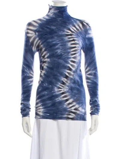 Pre-owned Tory Burch Tie-dye Print Turtleneck Sweater In Blue