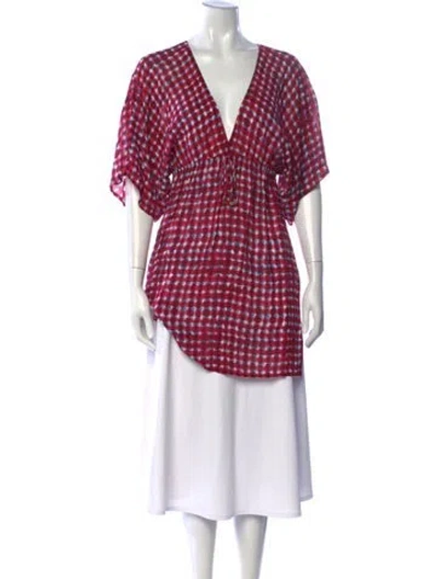 Pre-owned Tory Burch Tie-dye Print V-neck Tunic In Red