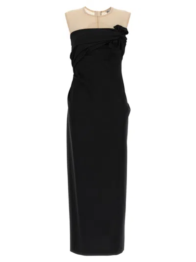 Tory Burch Tight-fitting Sleeveless Dress With Front Knot In Black