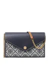 Tory Burch T-monogram Envelope Wallet On Chain In Blue