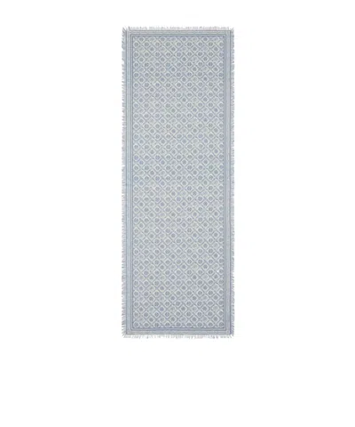 Tory Burch T-monogram Fringed Scarf In Gray