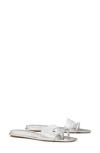 Tory Burch Toe Loop Slide Sandal In Bright Silver/silver