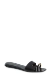 Tory Burch Toe Loop Slide Sandal In Perfect Black/silver