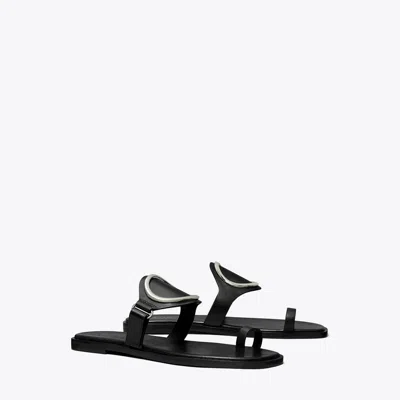 Tory Burch Toe Ring Sandal In Perfect Black/silver