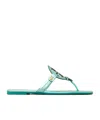 Tory Burch Miller Metallic-effect Slides In Green