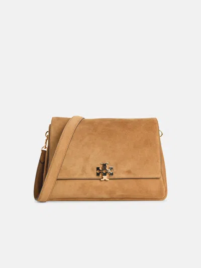 Tory Burch Toffee 'charlie' Medium Suede Shoulder Bag In White