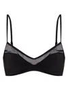 Tory Burch Top Bikini In Black With Sheer Mesh Panel Detail In Black