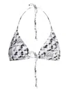 Tory Burch All-over Printed Tie-fastened Bikini Top In White