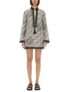 Tory Burch T Monogram Print Silk-blend Tunic In Multi