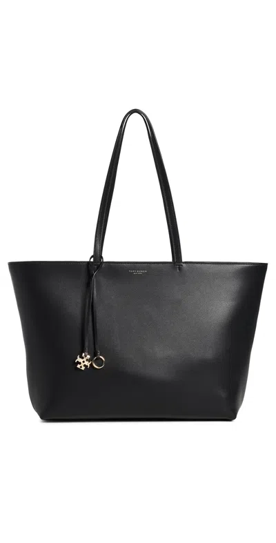 Tory Burch Top Zip Leather Tote Black