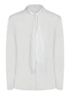 Tory Burch Georgette Bow Blouse Shirts White In White