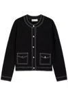 Tory Burch Topstitch Pocket Cardigan In Black