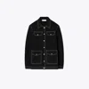 Tory Burch Topstitch Wool Jacket In Black