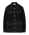 Tory Burch Topstitch Wool Jacket In Black