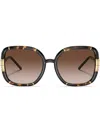 Tory Burch Tortoiseshell-effect Square-frame Sunglasses In 189613 Dark Tortoise/black