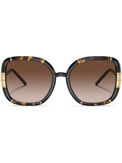 Tory Burch Tortoiseshell-effect Square-frame Sunglasses In 189613 Dark Tortoise/black