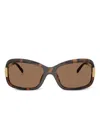 Tory Burch Tortoiseshell Rectangle Sunglasses In Brown