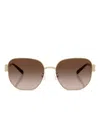 Tory Burch Tortoiseshell Round-frame Sunglasses In Gold