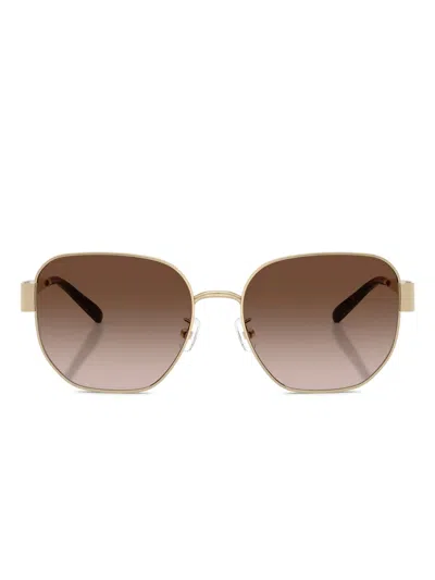 Tory Burch Tortoiseshell Round-frame Sunglasses In Gold