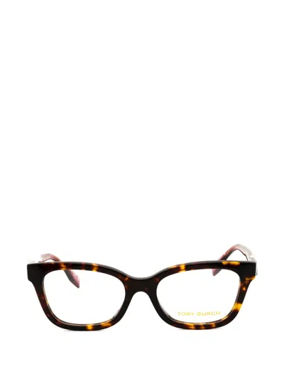 Tory Burch Tortoiseshell-effect Rectangle-frame Glasses In Multi