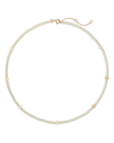 Tory Burch Kira Faux Pearl Necklace In Gold