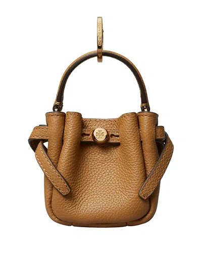 Tory Burch Tory Birch Romy Leather Bucket Bag Charm Key Fob In Brown