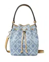 Tory Burch Tory Birch T Monogram Denim Small Bucket Bag In Powder Blue