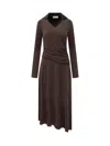 Tory Burch Brown Midi Dress With Contrast Collar In Animal Print