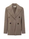 Tory Burch Double-breasted Coat In Beige Wool In Brown