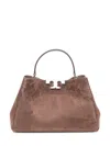 Tory Burch Eleanor Suede Medium Camel Bag In Brown