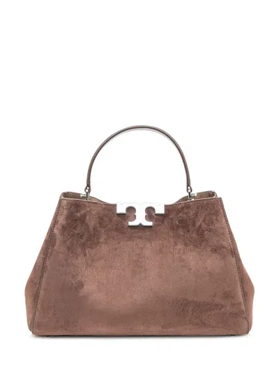 Tory Burch Eleanor Suede Medium Camel Bag In Brown