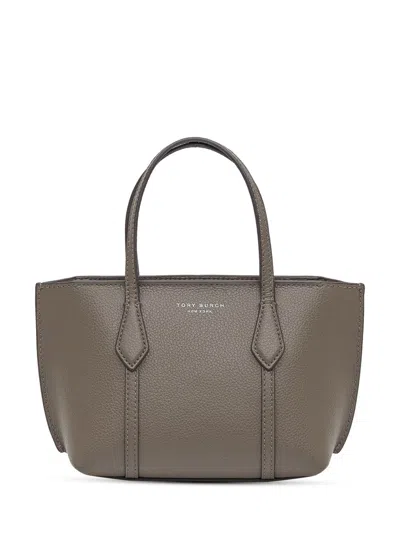 Tory Burch Grey Hammered Leather Tote Bag In Gray
