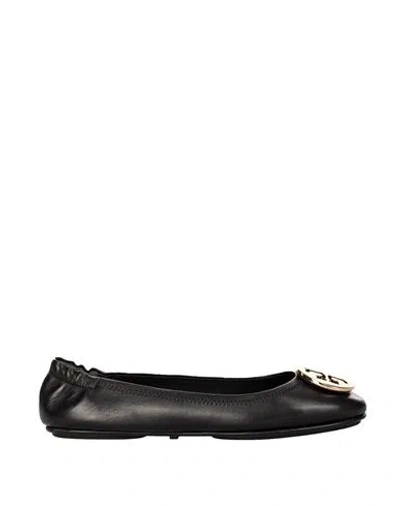 Tory Burch Leather Ballerinas With Metal Logo On The Front In Multi