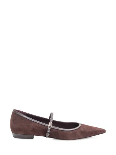 Tory Burch Strap-on Ballerinas In Brown