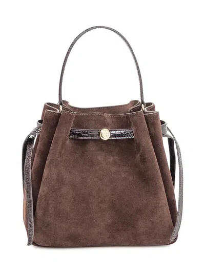 Tory Burch Suede Bag With Leather Details In Brown