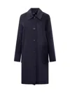 Tory Burch Jacquard Wool Coat With Monogram T In Blue