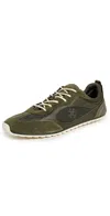 Tory Burch Field Leather And Suede Low-top Sneakers In Green