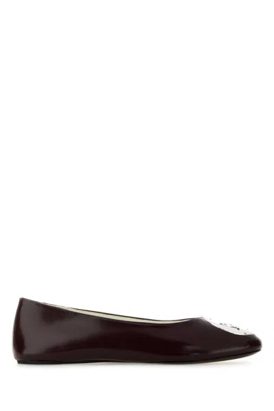 Tory Burch Tory Reva Leather Ballerinas In Brown