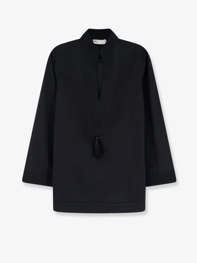 Tory Burch Tory Tunic Cotton Shirt In Black