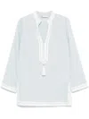 Tory Burch Silk Blend Viscose Dress In Light Blue