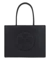 Tory Burch Ella Tote Bag In Black Leather In Black