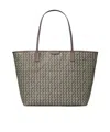 Tory Burch Ever Ready Grey Tote Bag With Logo Patch On The Front And All-over Double T Motif In Cotton Woman In Green