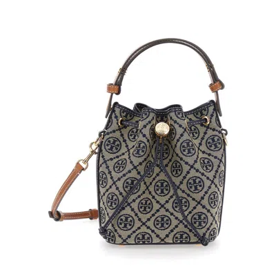 Tory Burch Tote Bag Perry T Monogram Blue With Logo Cotton And Polyester Woman Blu Hand In ["blue"]