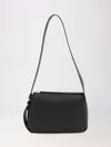 Tory Burch Romy Black Shoulder Bag With Adjustable Shoulder Strap In Grained Leather Woman In Black