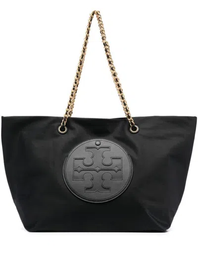 Tory Burch Black Ella Logo-patch Tote Bag