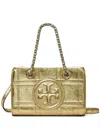 Tory Burch Fleming Soft Metallic Quilt Mini Chain Tote Bags In Grey
