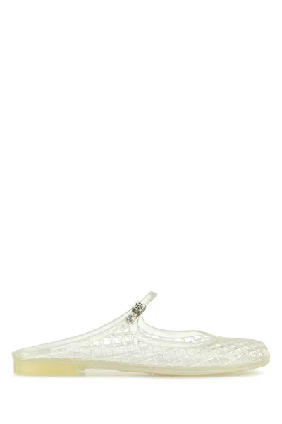 Tory Burch Metallic Sandals With Mesh Design In White