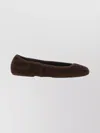Tory Burch Suede Ballet Flats With Logo Embellishment In Brown