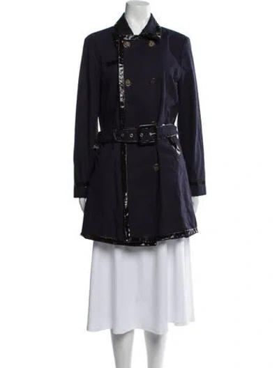 Pre-owned Tory Burch Trench Coat In Blue